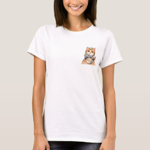 T-shirt Charmant Barista Chat Orange Mignon Réalisant un D