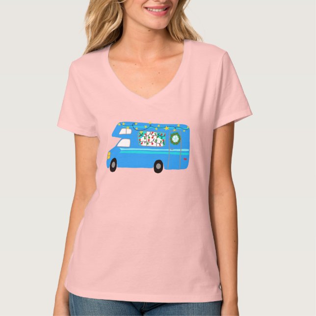 T-shirt Charmant Camping de Noël Retro Motorhome RV Xmas (Devant)