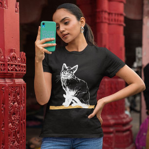 T-shirt Charmant Chat Noir Et Blanc Tastic