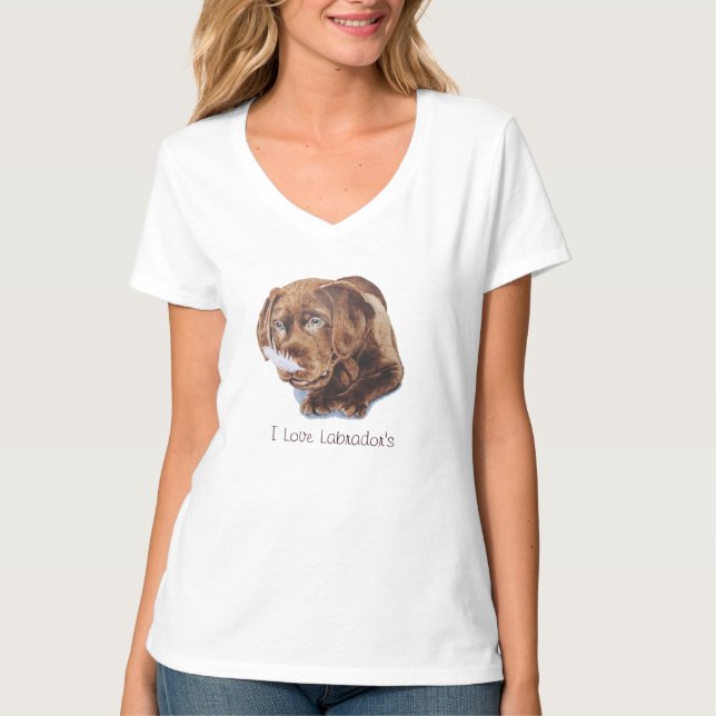 T-shirt charmant chiot brun chocolat labrador drôle chien (Devant)