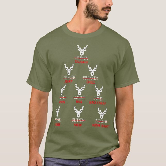 T-shirt Charmante chasse aux rennes de Noël Arbre de cerfs (Devant)