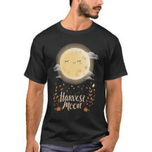 Charmante lune de récolte avec feuilles d'automne
