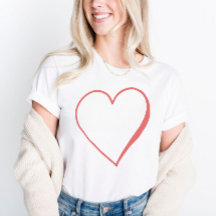 Charmante Tee de Coeur Rouge pour la Saint-Valenti
