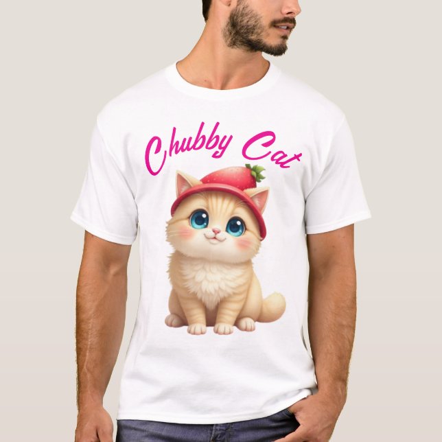 T-shirt Charme de chat de fraise Kawaii (Devant)
