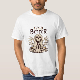 T-shirt Charme éffrayant avec squelette d'Halloween jamais
