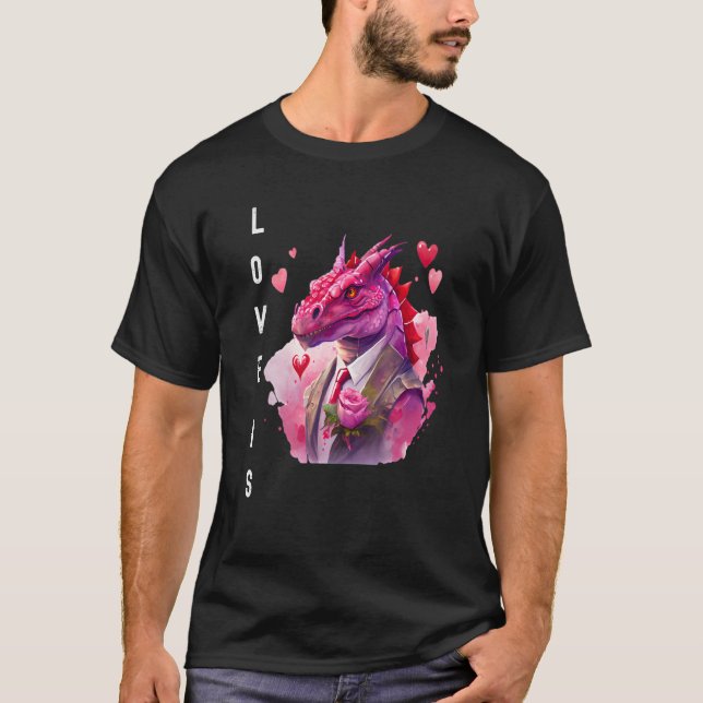 T-shirt Charming Love is With Heart Animal Valentine's day (Devant)