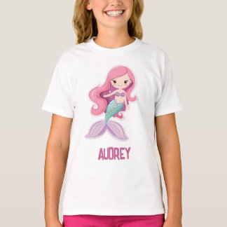 T-shirt Charming magret Pastel Mermaid avec nom enfant