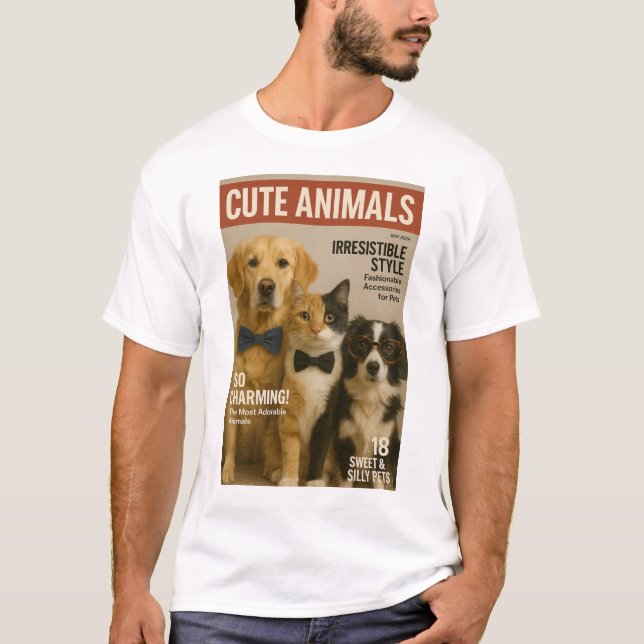 T-shirt Charming Pet Trio - Animaux élégants avec Personal (Devant)
