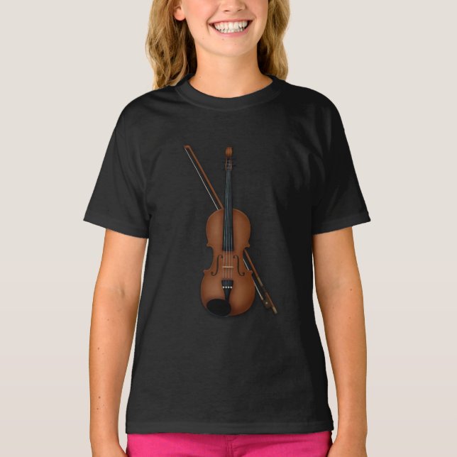 T-shirt Charming Trompe L'oeil Violon Musique classique (Devant)