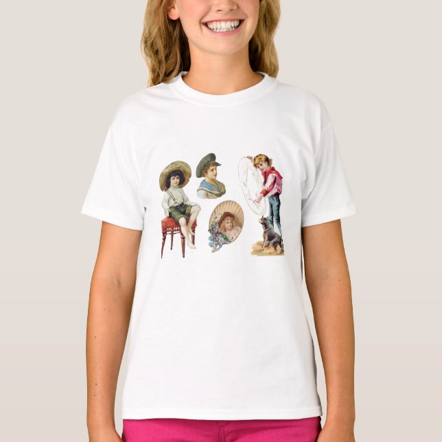 T-shirt Charming Victorian Children and Dog Collector (Devant)