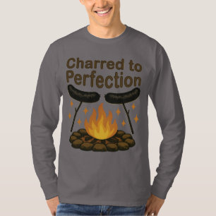T-shirt Charred to Perfection Funky Campfire Hot Dog