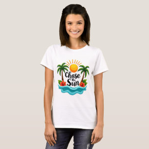 T-Shirt „Chase the Sun“ - Tropisches Cartoon-Somme