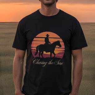 T-shirt Chasing the Sunset - Silhouette minimaliste Cowboy