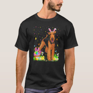 T-shirt Chasse amusante aux oeufs de Pâques Airedale Terri