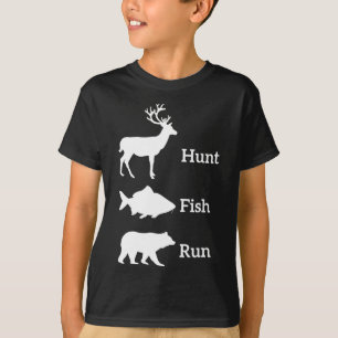 T-shirt Chasse amusante Pêche Chasse Poisson Run Ours Cade