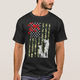 T-shirt Chasse au canard avec chien Camouflage américain C