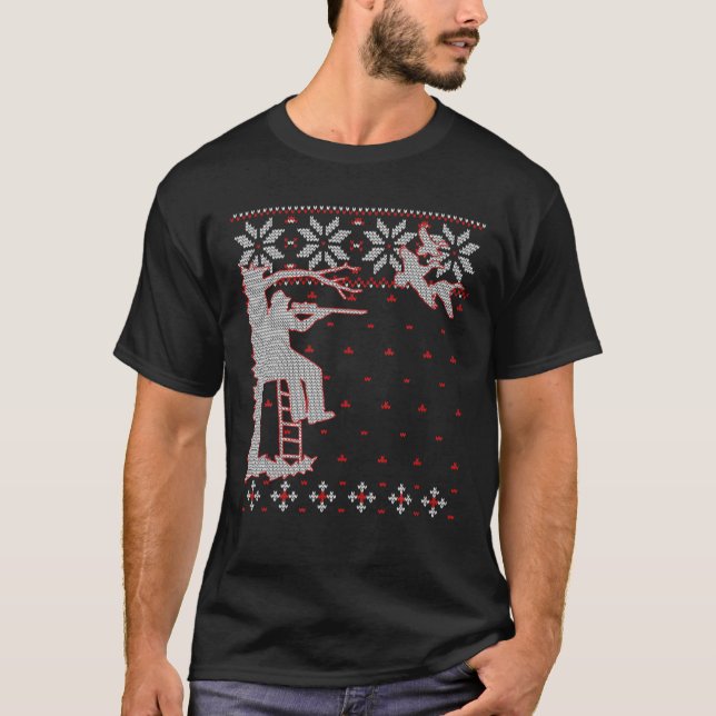 T-shirt Chasse au canard Chandail de Noël moche, Chasseur  (Devant)