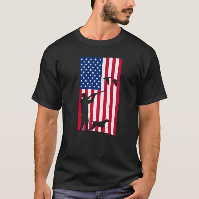 T-shirt Chasse au canard Drapeau américain Patriotique sau (Devant)