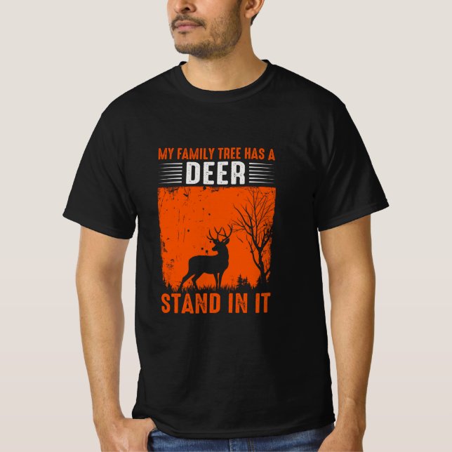 T-shirt Chasse au cerf arbre généalogique (Devant)