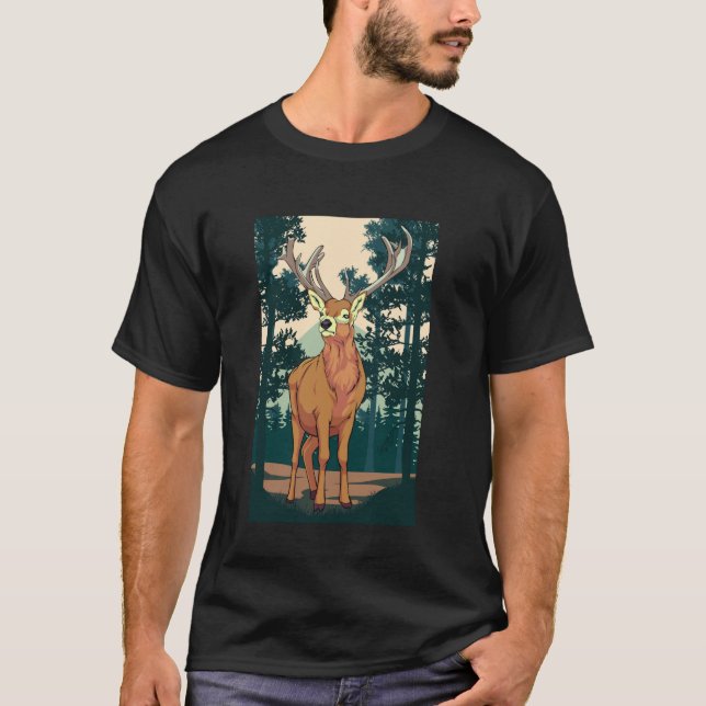 T-shirt Chasse au cerf blanc Chasseur Nature Lover Forest (Devant)