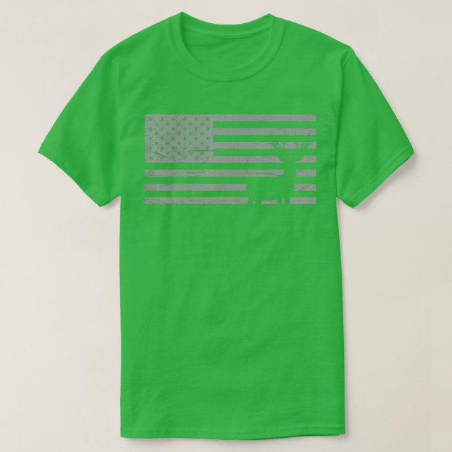 T-shirt Chasse Au Cerf Et Amérique Drapeau Chasse À L'Aman (Design devant)