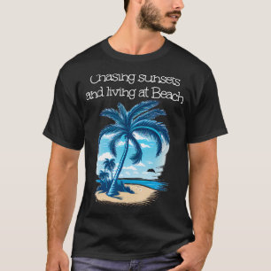 T-shirt Chasse au coucher du soleil sous les palmiers et p