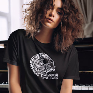 T-shirt Chasse au fantôme noir Paranormal Crâne femmes