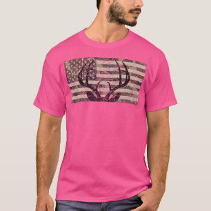 T-shirt Chasse aux cerfs Camo Drapeau américain Buck Antle