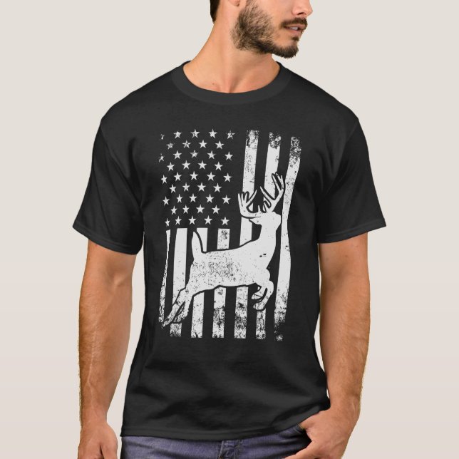 T-shirt Chasse aux cerfs Chasseur de grêle blanc Drapeau a (Devant)
