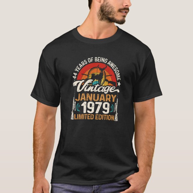 T-shirt Chasse aux cerfs de 44 ans Janvier 1979 44e (Devant)