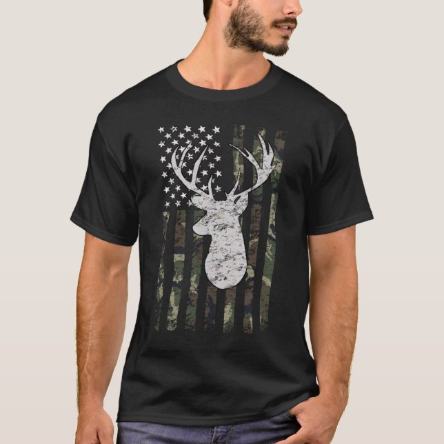 T-shirt Chasse aux cerfs de Buck Camouflage Chasseur de dr (Devant)