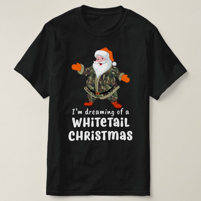T-shirt Chasse aux cerfs Whitetail Christmas Camo Père Noë (Design devant)