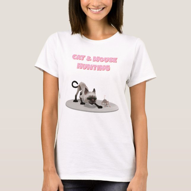 T-shirt Chasse aux chats et aux souris. Cartographier chat (Devant)