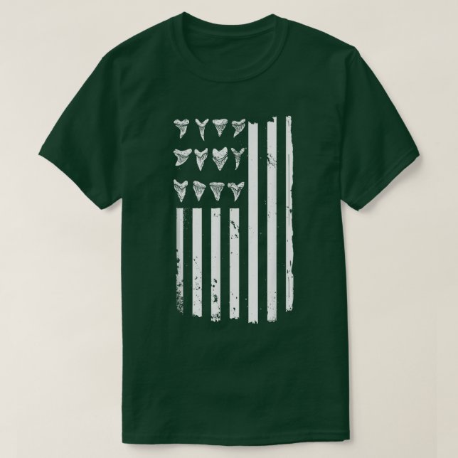 T-shirt Chasse aux dents de requin Drapeau américain Desig (Design devant)