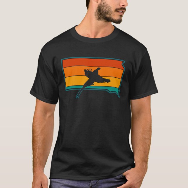 T-shirt Chasse aux faisans South Dakota Retro Upland Bird  (Devant)