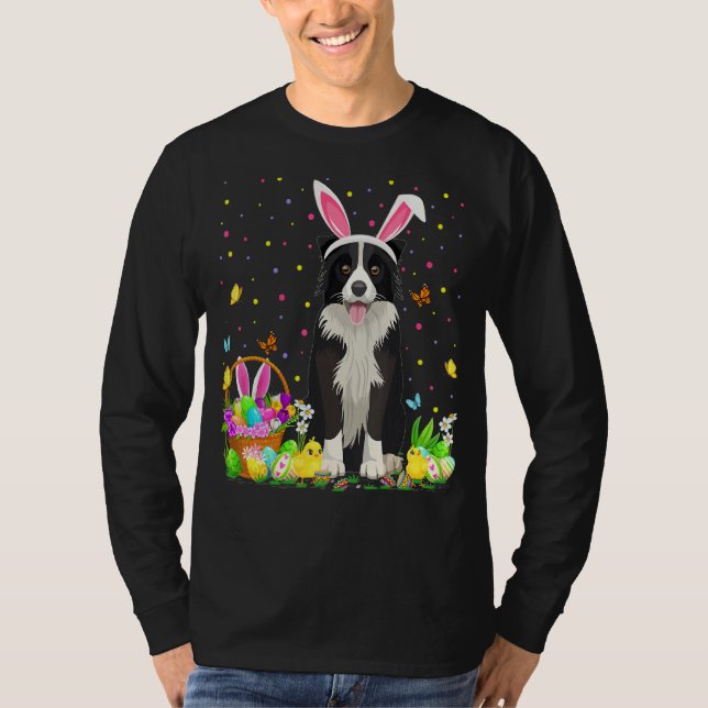 T-shirt Chasse aux oeufs de Pâques amusante Frontière Coll (Devant)