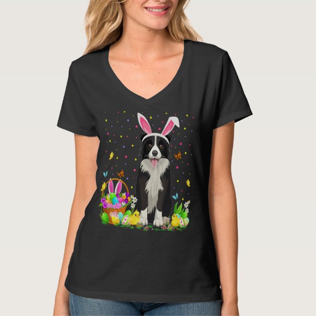 T-shirt Chasse aux oeufs de Pâques amusante Frontière Coll (Devant)