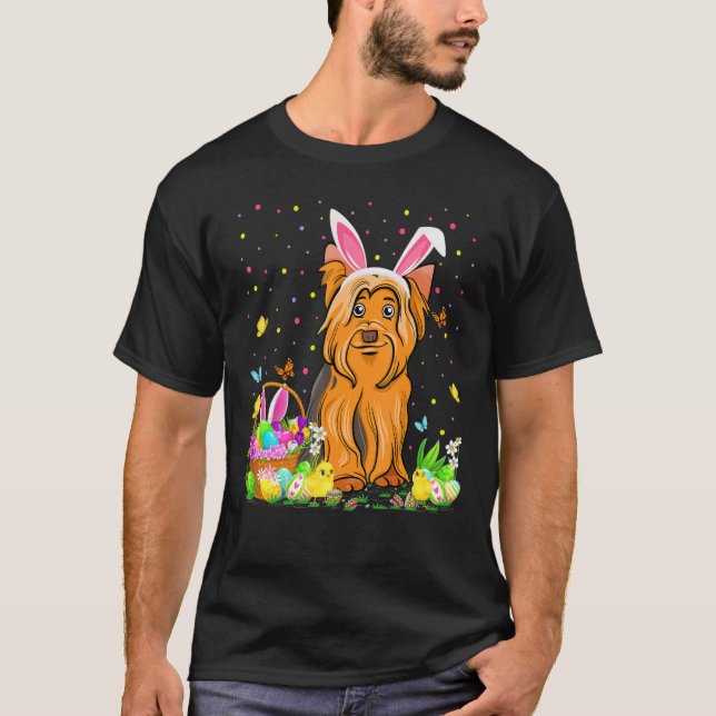 T-shirt Chasse aux oeufs de Pâques amusante Yorkshire Terr (Devant)