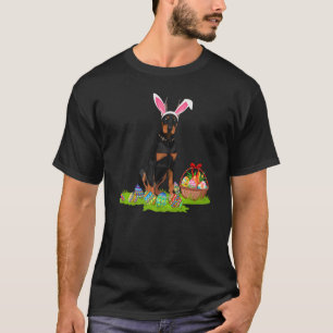 T-shirt Chasse aux œufs de Pâques de chien Doberman Lapin
