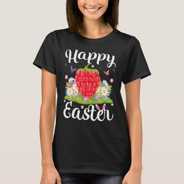 T-shirt Chasse aux oeufs de Pâques de framboise Fleur de f (Devant)