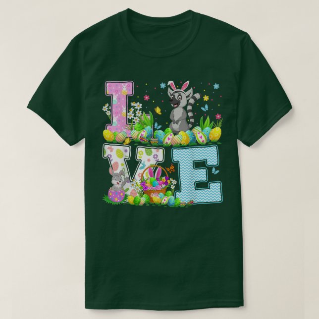 T-shirt Chasse aux oeufs de Pâques de Lémur Amour amusant  (Design devant)