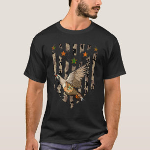 T-shirt Chasse aux oiseaux de Chukar Camouflage du drapeau