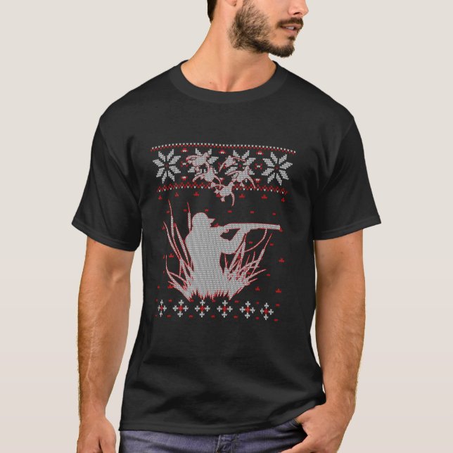 T-shirt Chasse De Canard Vilain Chandail De Noël Chasseur  (Devant)