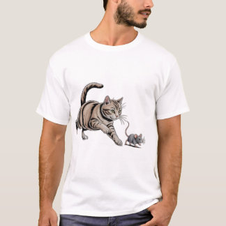 T-Shirt Chasse de Chat Souris Animaux Drôles Chass