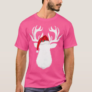 T-shirt Chasse de Noël Deer With Santa Hat