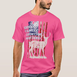 T-shirt Chasse Dieu Famille Pays Drapeau Drapeau Dorsal Pa