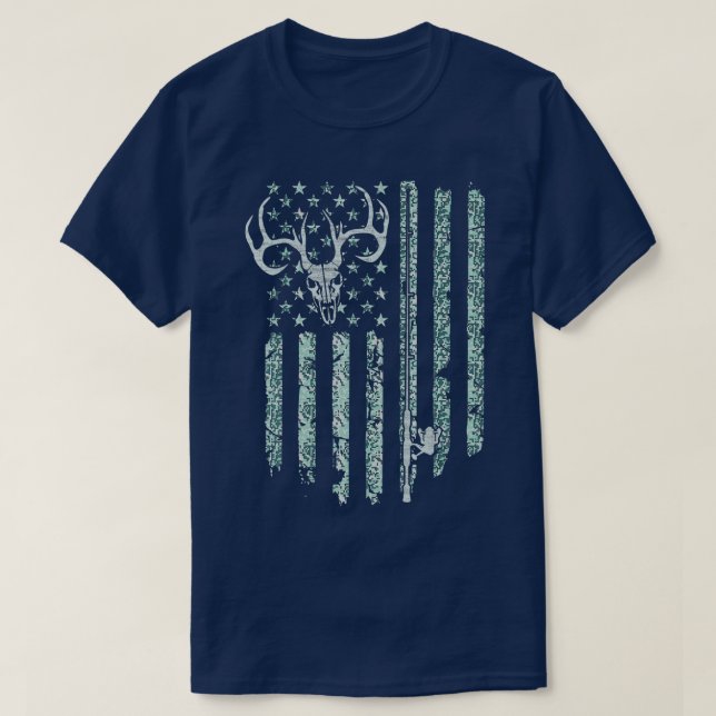 T-shirt Chasse et pêche Camo numérique Drapeau américain C (Design devant)