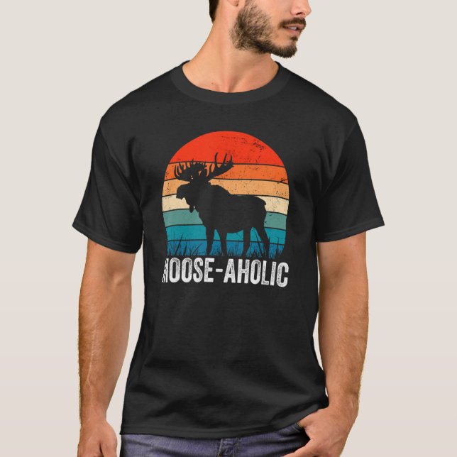 T-shirt Chasse Graphique Moose aholic Femmes Hommes Moose  (Devant)