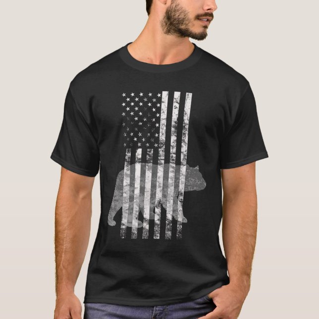 T-shirt Chasse patriotique Ours Chasseurs de drapeau améri (Devant)