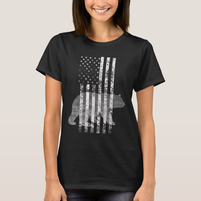 T-shirt Chasse patriotique Ours Chasseurs de drapeau améri (Devant)